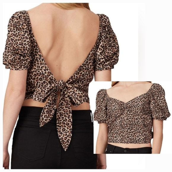 Marissa Webb Diane Canvas Leopard Print Top - Picture 1 of 13